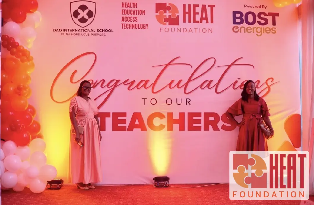 A moment at the ceremony backdrop at the HEAT Teacher Training Program graduation