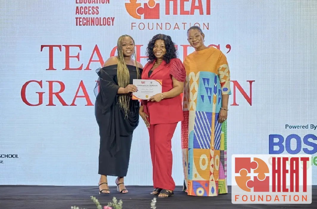 A moment of recognition at the HEAT Teacher Training Program graduation