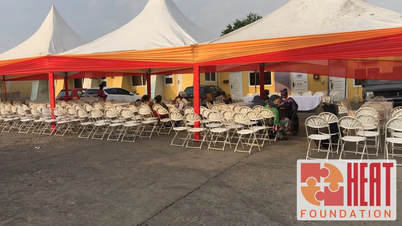 Christmas food and gift distribution setup